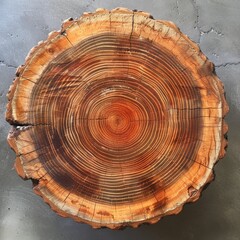 A tree stump displays the annual rings of the trunk, showcasing the natural pattern and symmetry of the wood. It is a reminder of the trees life cycle and the beauty of natural landscapes