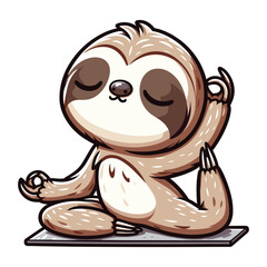 Obraz premium Cute slot sitting yoga cartoon vector icon
