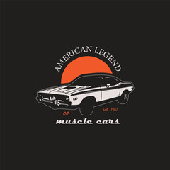 American Classic Muscle Legend Car Vector Graphic T-shirt Design.