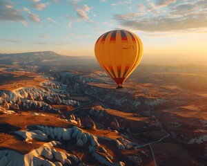 Breathtaking Hot Air Balloon Adventure Over the Iconic Rock Formations of Cappadocia at Sunrise