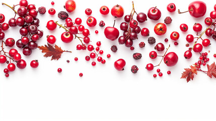 High angle view of berries over white background 