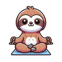 Naklejka premium Cute slot sitting yoga cartoon vector icon
