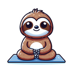 Fototapeta premium Cute slot sitting yoga cartoon vector icon