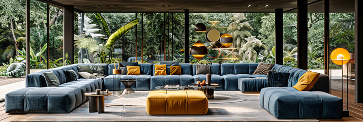 Modern Living Room with Comfortable Sofa and Chic Decor, Bright and Stylish Apartment Interior