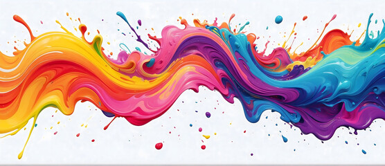 Fototapeta premium Color brush paint ribbon stroke swirl abstract splash background wave. Brush brushstroke color ribbon paint stroke flow shape wavy design paintbrush pen fluid rainbow element texture acrylic 3D line.