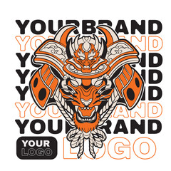 Samurai Tiger Head Vector Illustration