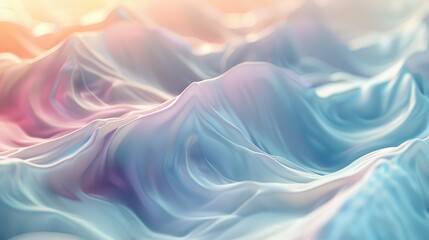 Obraz premium Abstract background featuring silky smooth waves in pastel shades of blue and pink, evoking a sense of gentle motion and softness.
