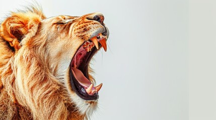   A close-up of a lion's open mouth, maximally widened