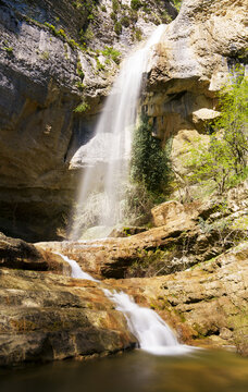 Artazul waterfall. Artazul waterfall on the river Udarbe, Ollo valley, Navarra, Spain.