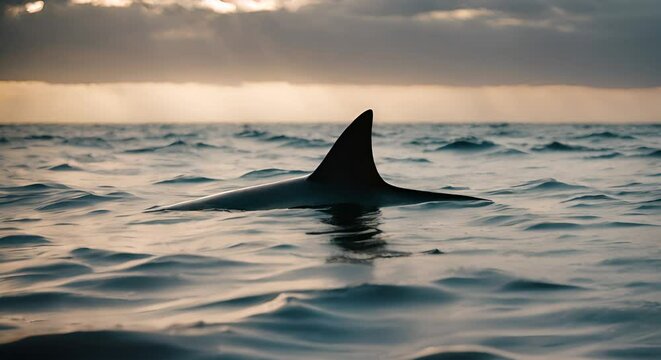 Fin of a shark in the sea.