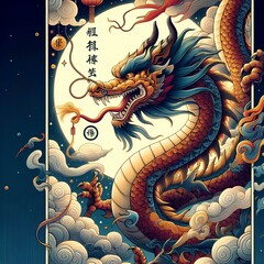 Obraz premium Poster banner dragon Chinese zodiac.