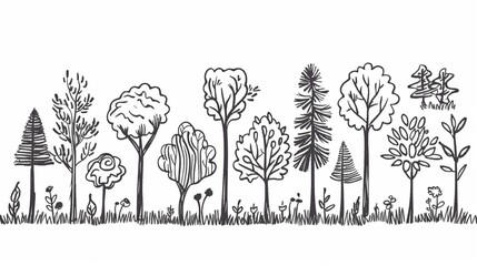 vector forest environment on white background