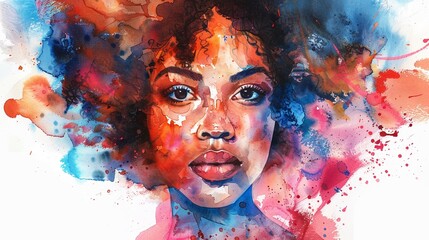 Watercolor painting of Black woman