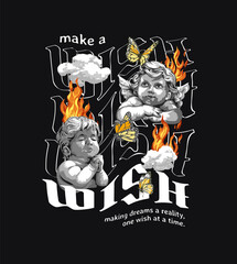 wish; ancient; angel; antique; apparel; art; artwork; baby; black; boy; butterfly; cherub; classic; clothe; concept; cool; cupid; design; fashion; girl; graphic; heaven; illustration; old; print; retr