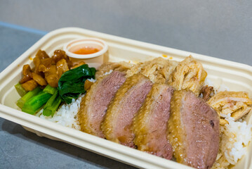 Soy Sauce braised goose fillet rice in Hong Kong restaurant