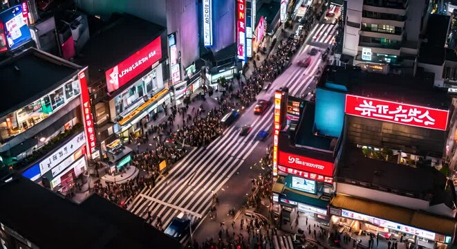 Many people at Shibuya Pass, Tokyo.