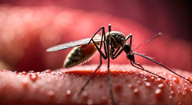 Mosquito biting the skin.