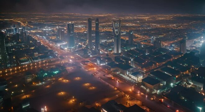 Aerial view of Riyadh, Saudi Arabia.	
