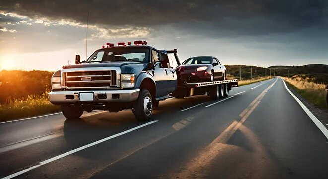 Crane transporting a car.