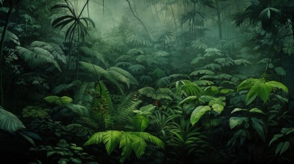 Fototapeta premium nature leaves, green tropical forest 