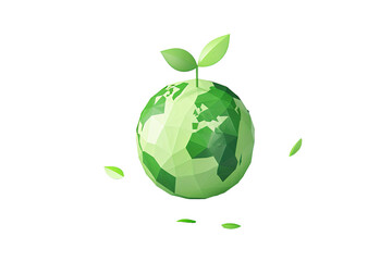 a low poly green globe with leaves