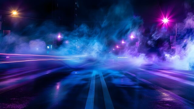 The title remains the same: "A dark empty street with neon lights, smoke, and asphalt texture". Concept A dark empty street, Neon lights, Smoke, Asphalt texture