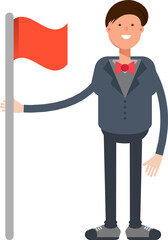 Businessman Character Holding Flag
