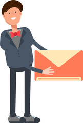 Businessman Character Holding Mail
