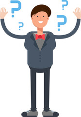 Businessman Character and Question Marks
