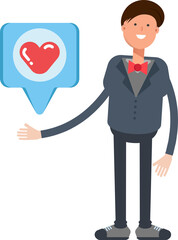 Businessman Character and Heart Message