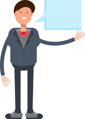 Businessman Character and Speech Bubble
