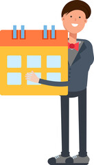 Businessman Character Holding Calendar
