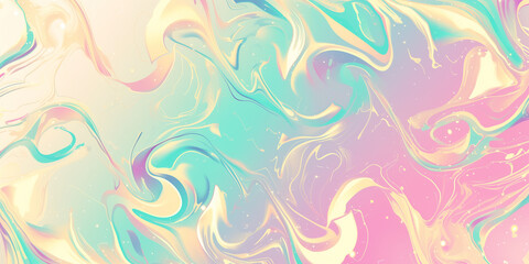 Fototapeta premium Metallic foil liquid swirl pattern background in pastel tones
