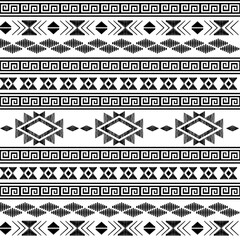 Seamless ethnic pattern. Handmade. Horizontal stripes. Vector illustration.