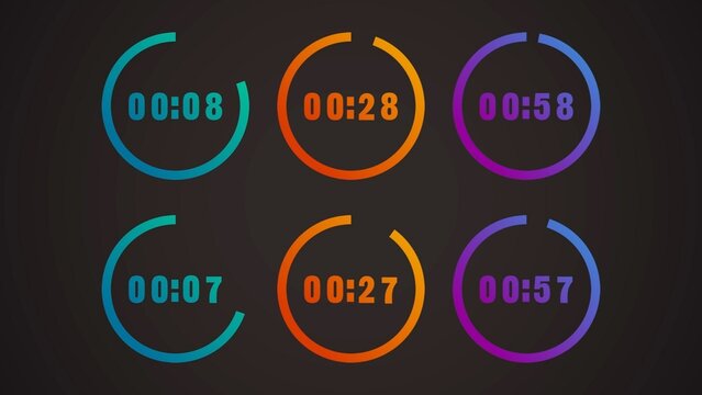 Modern Clock Stopwatch Counter (60, 30, 10 Seconds Pack)