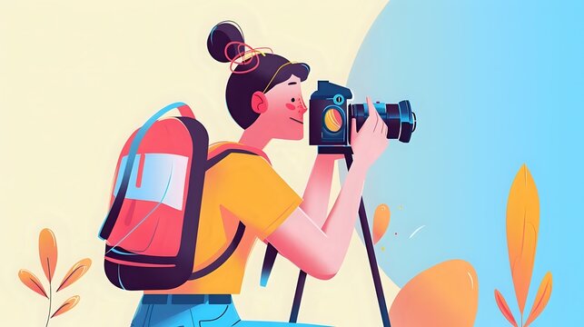 Enthusiastic female photographer capturing the world's beauty with her DSLR