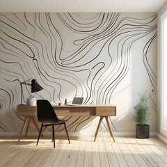 Modern interior in the elegant style with abstract lines wallpaper background. Generative AI.