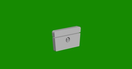 Isolated realistic white chest symbol front view with shadow. 3d illustration on green chroma key background