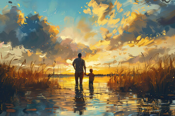 Fototapeta premium Father's Day Greeting Card, Generative AI