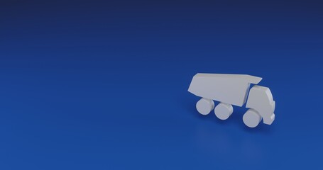 Isolated realistic white truck symbol with shadow. Located on the right side of the scene. 3d illustration on transparent background