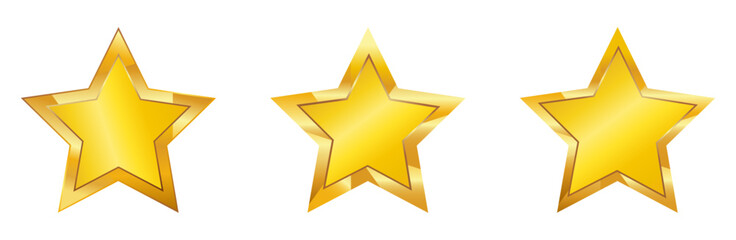 Set of gold stars isolated on white background, vector.