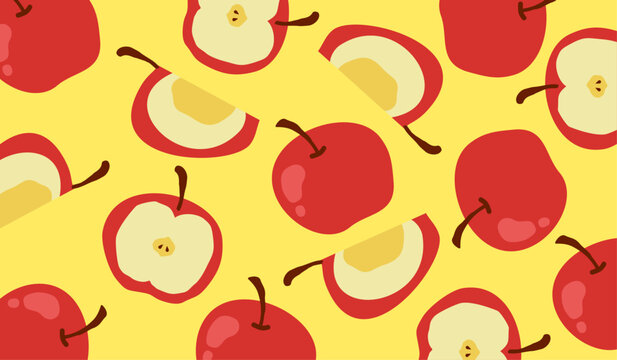 Cute apple fruits pattern background vector design