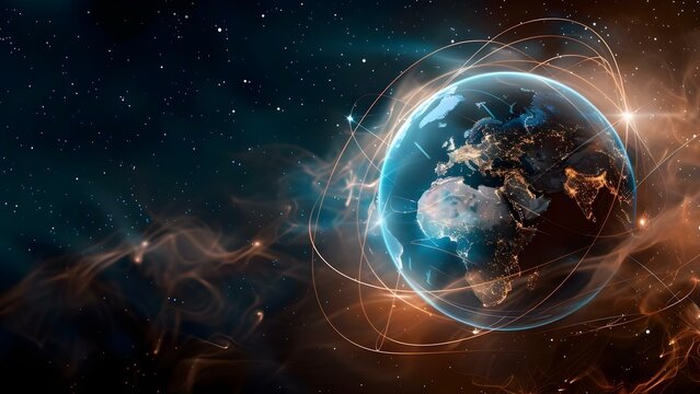 Connected Earth: Embracing Technology, Travel, and Social Media. Concept Technology Trends, Travel Adventures, Social Media Impact