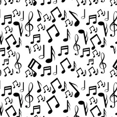 Seamless pattern of musical notes