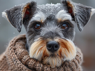 Cute, playful, young dog, Miniature Schnauzer, pet, couch, sofa, Headshot, Portrait, photorealistic, couch, sofa, png, AI