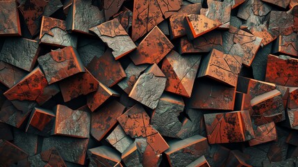 Abstract background of brick fragment with rustic textures and tones