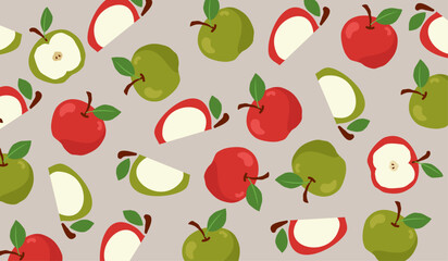 Cute apple fruits pattern background vector design