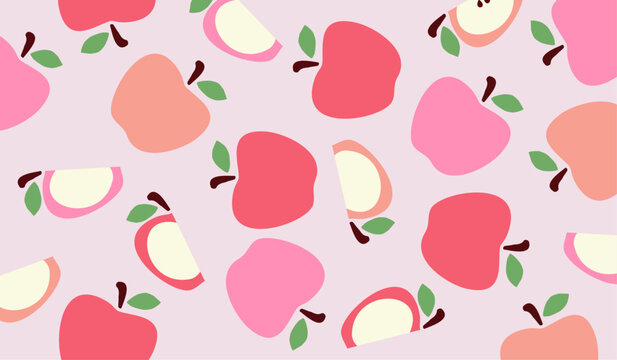 Cute apple fruits pattern background vector design