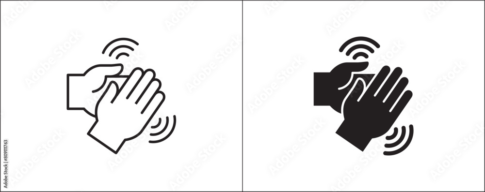 Wall mural Hand clapping symbol. Applaud icon symbol of ovation, respect, praise, cheer, and tribute. Hand clapping icon. Hands gesture. Simple design in flat and outline style. - Wall murals