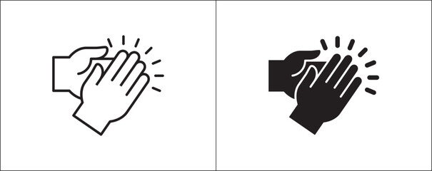 Hand clapping icon. Hand clapping symbol. Applaud icon symbol of ovation, respect, praise, cheer, and tribute. Hands gesture. Simple design in flat and outline style.